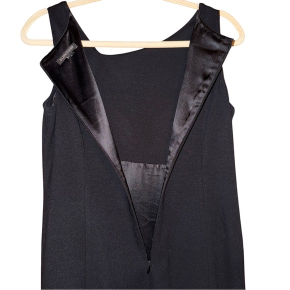 EILEEN FISHER Black Ponte Knit Asymmetric Neck Stretch Sheath Dress LBD Size 2 - Picture 9 of 16